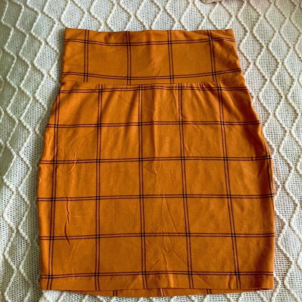 orange grid skirt